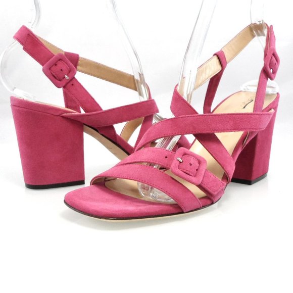 NEW$455 SERGIO ROSSI Royal Suede Block Heel Sandals Strappy Buckled Slingback 37 - Picture 8 of 17